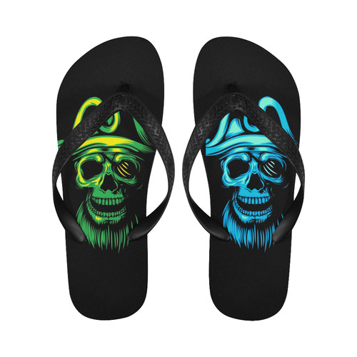 green-pirate-skull-background Flip Flops for Men/Women (Model 040)