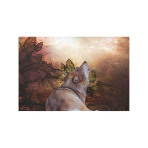 Beautiful wolf in the night Placemat 12’’ x 18’’ (Set of 6)