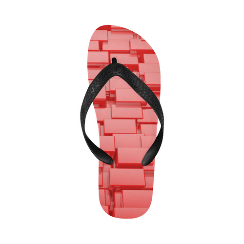Glossy 3d Red Cubes Flip Flops for Men/Women (Model 040)
