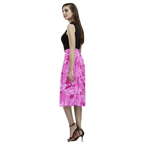 Pink  Camouflage Camo Aoede Crepe Skirt (Model D16)