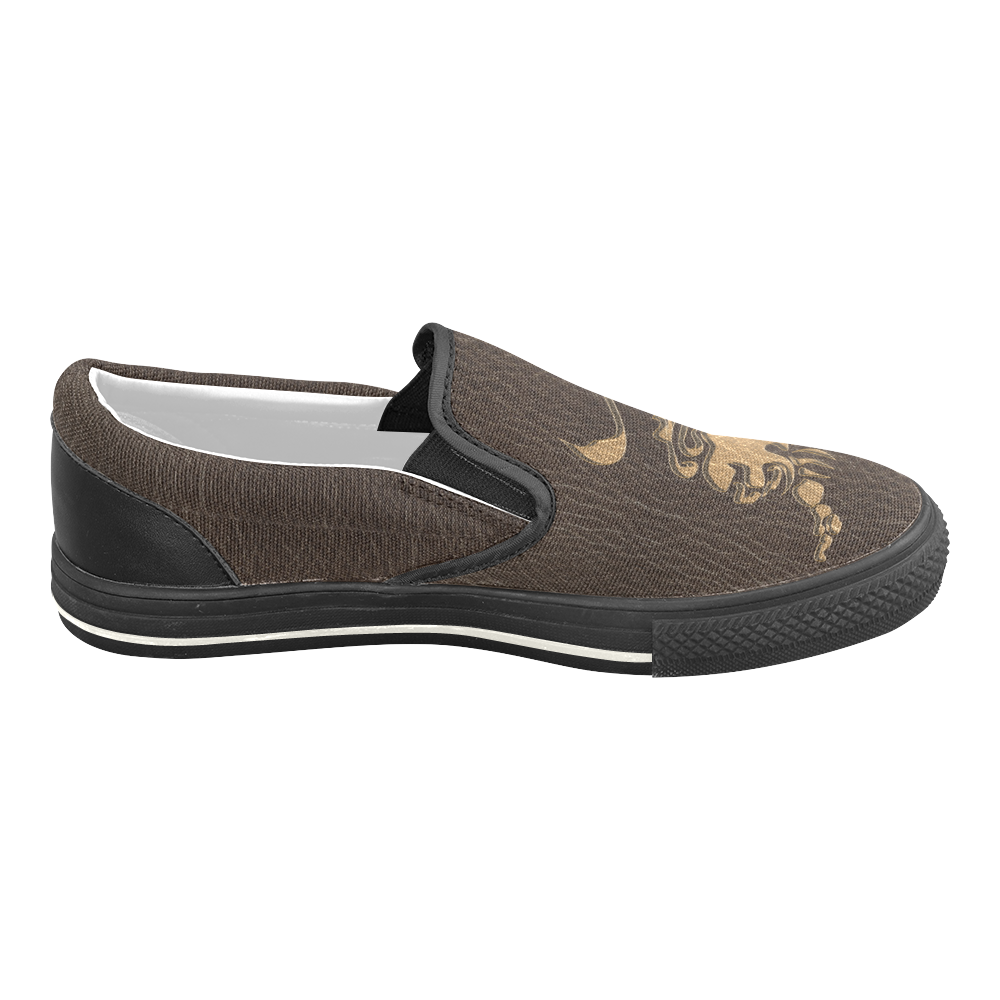 Leather-Look Zodiac Leo Slip-on Canvas Shoes for Kid (Model 019)