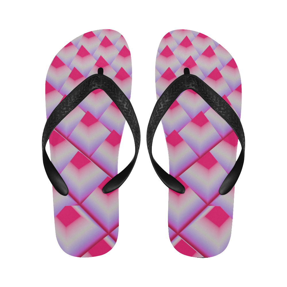 Glossy 3d Pink Pyramids Flip Flops for Men/Women (Model 040)