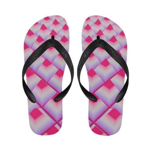 Glossy 3d Pink Pyramids Flip Flops for Men/Women (Model 040)