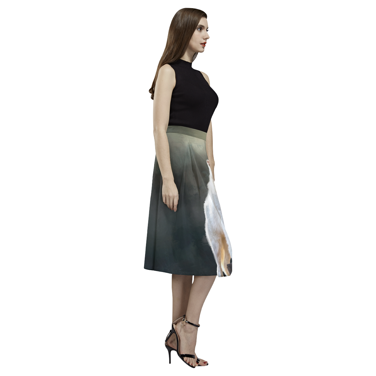 A wonderful painted arctic wolf Aoede Crepe Skirt (Model D16)