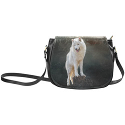 A wonderful painted arctic wolf Classic Saddle Bag/Small (Model 1648)