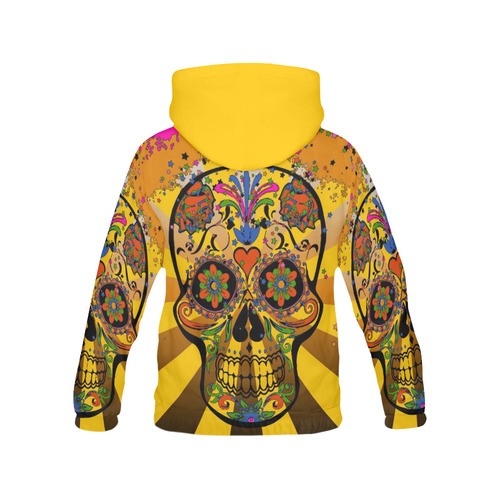 psychedelic Pop Skull 317A by JamColors All Over Print Hoodie for Women (USA Size) (Model H13)
