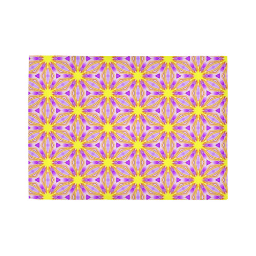 Yellow Magenta Geometric Tile Floral Pattern Area Rug7'x5'