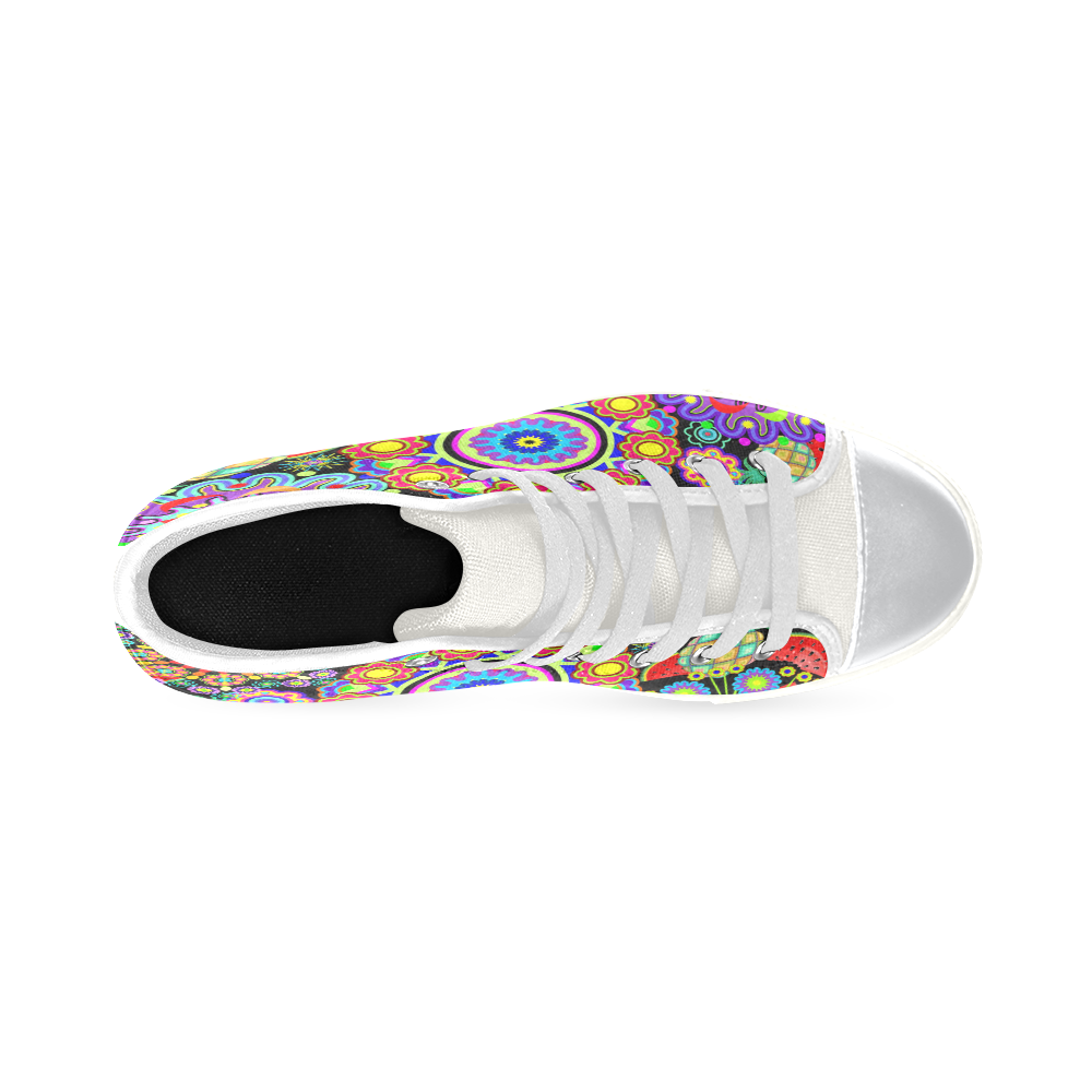 Mandalas and Exotic Fruits Pattern High Top Canvas Shoes for Kid (Model 017)