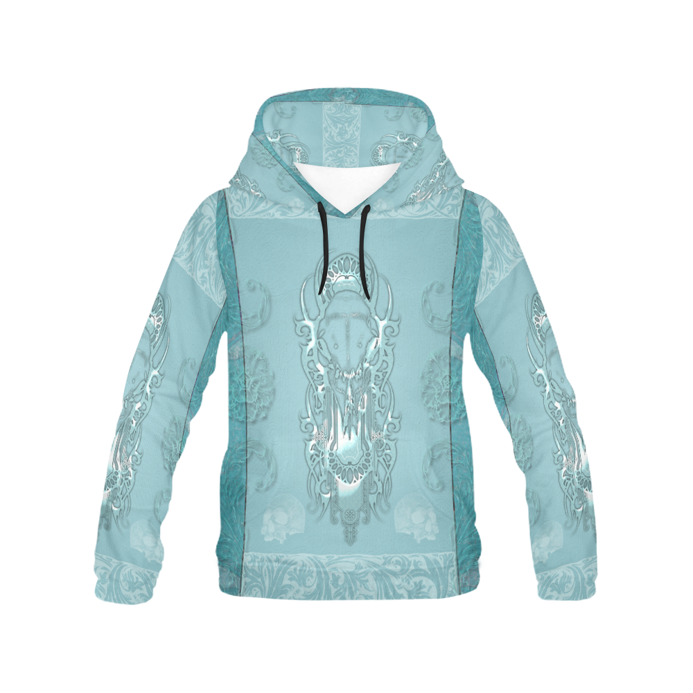 Soft blue decorative design All Over Print Hoodie for Women (USA Size) (Model H13)