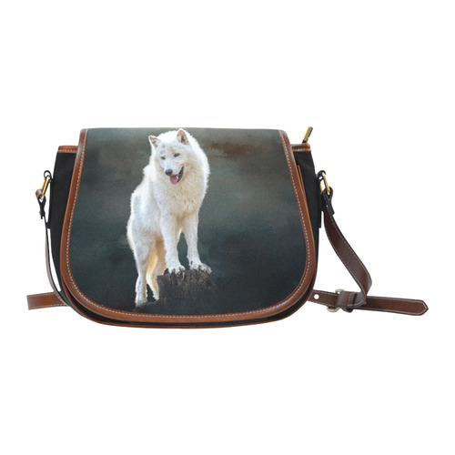 A wonderful painted arctic wolf Saddle Bag/Small (Model 1649)(Flap Customization)