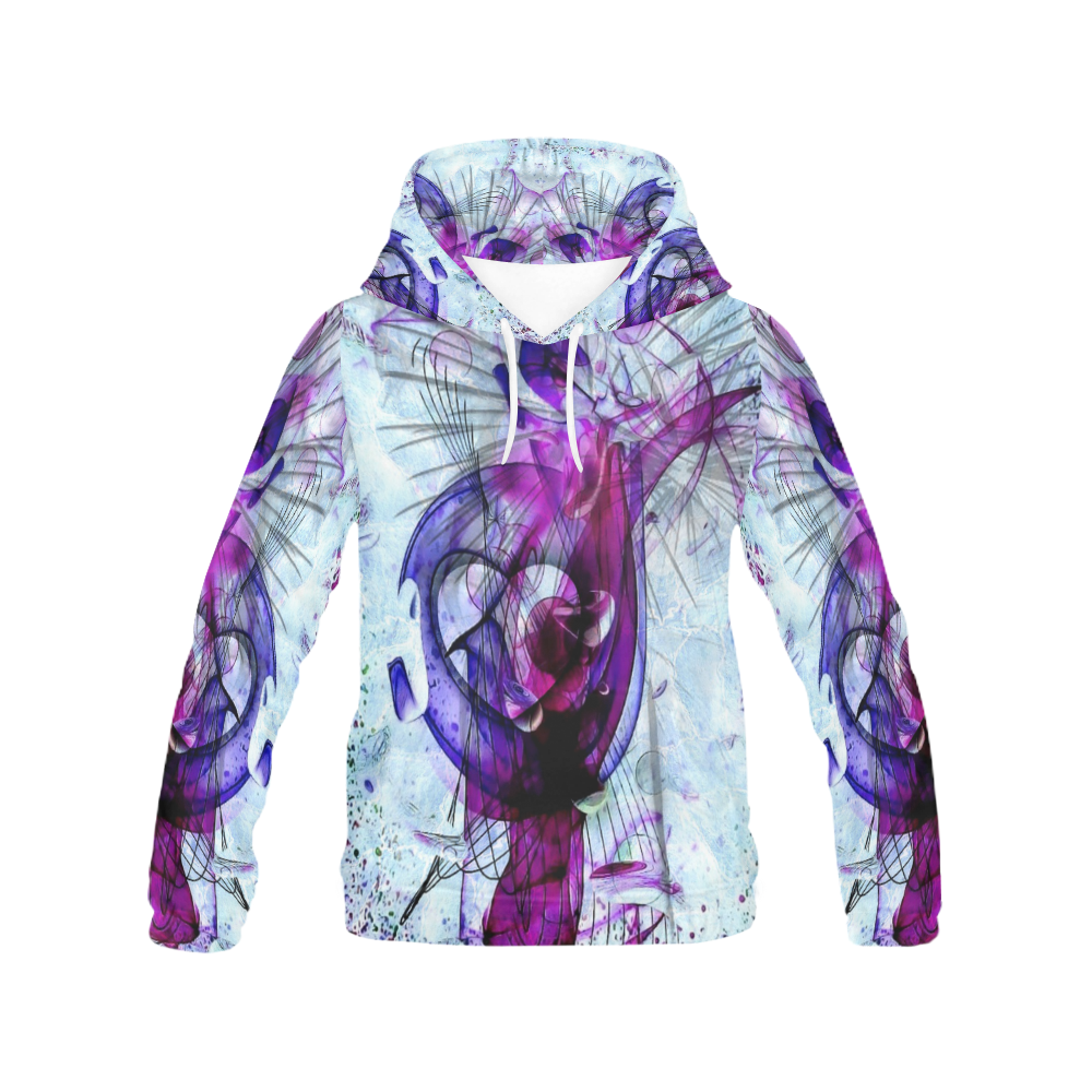 Viloet Drops by Nico Bielow All Over Print Hoodie for Women (USA Size) (Model H13)