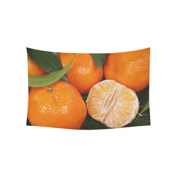 Oranges & Peeled Orange Fruit Cotton Linen Wall Tapestry 60"x 40"