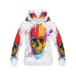 A Skull on Wallby Popart Lover All Over Print Hoodie for Men (USA Size) (Model H13)