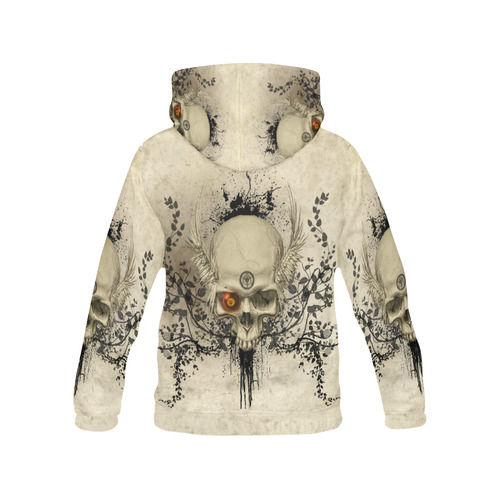 Amazing skull with wings,red eye All Over Print Hoodie for Women (USA Size) (Model H13)