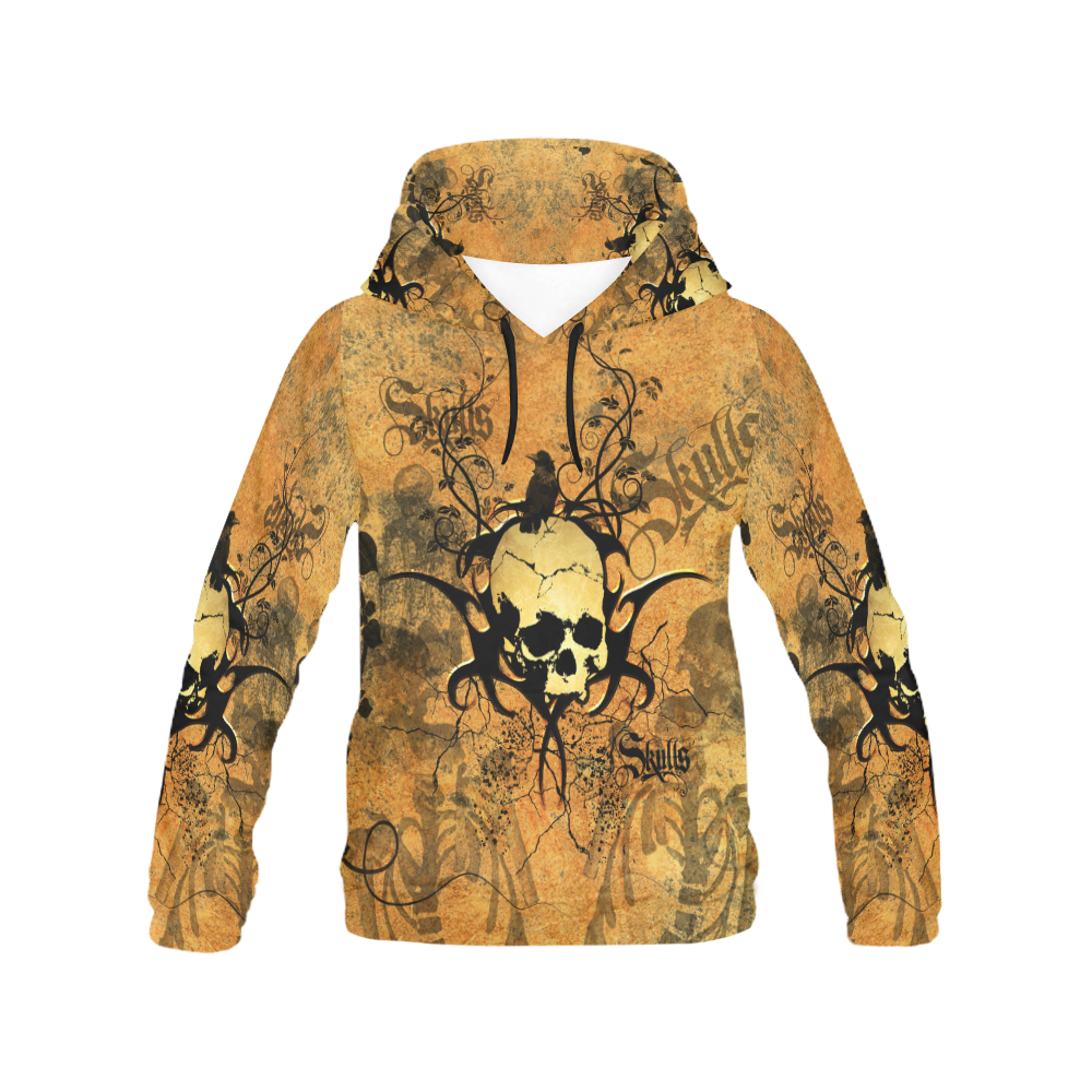 Awesome skull with tribal All Over Print Hoodie for Women (USA Size) (Model H13)