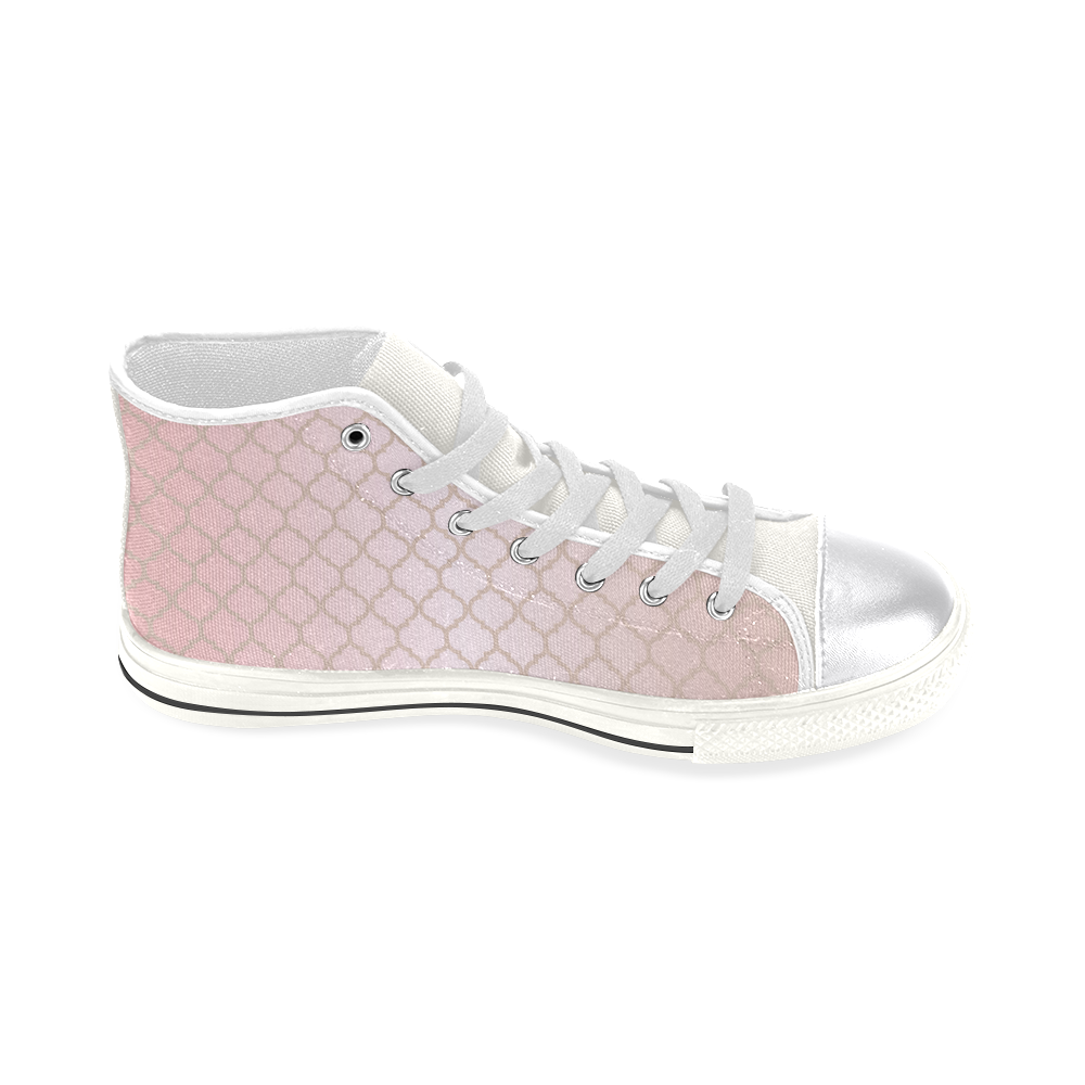 "Pretty in Pink" Women's Classic High Top Canvas Shoes (Model 017)