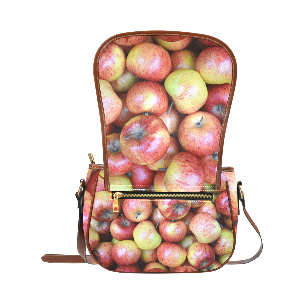 Autumn Apples Red Green Fruit Saddle Bag/Small (Model 1649) Full Customization