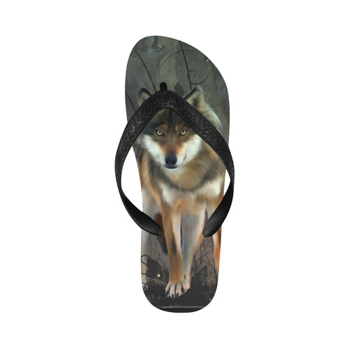 Beautiful wolf Flip Flops for Men/Women (Model 040)