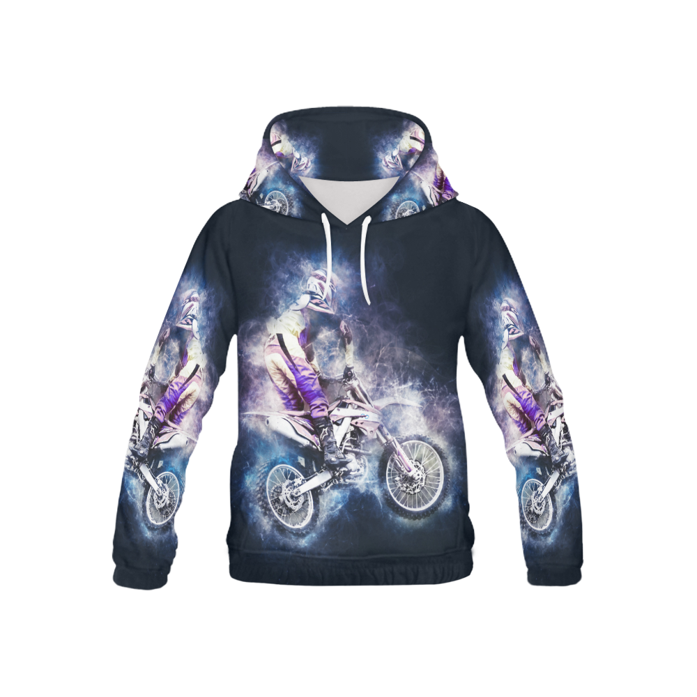 Motocross Motorcycle Motorbike All Over Print Hoodie for Kid (USA Size) (Model H13)