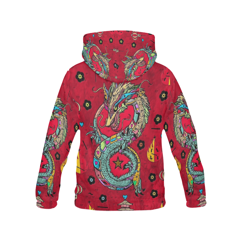 Dragon by Nico Bielow All Over Print Hoodie for Women (USA Size) (Model H13)