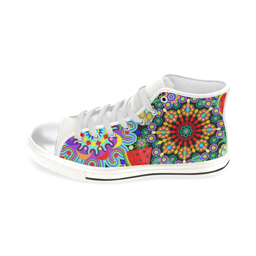 Mandalas and Exotic Fruits Pattern Women's Classic High Top Canvas Shoes (Model 017)