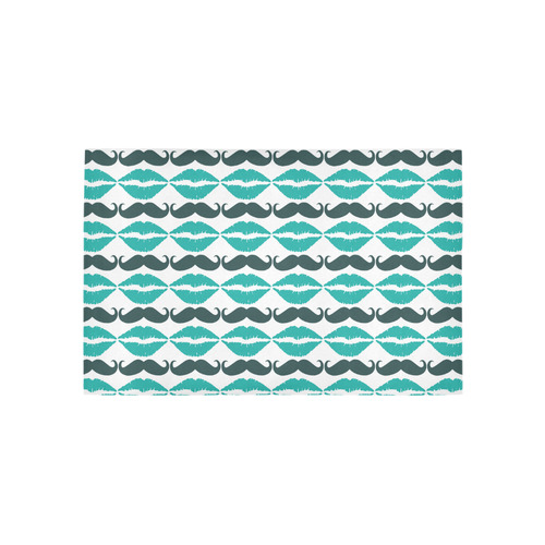 Teal Hipster Mustache and Lips Area Rug 5'x3'3''