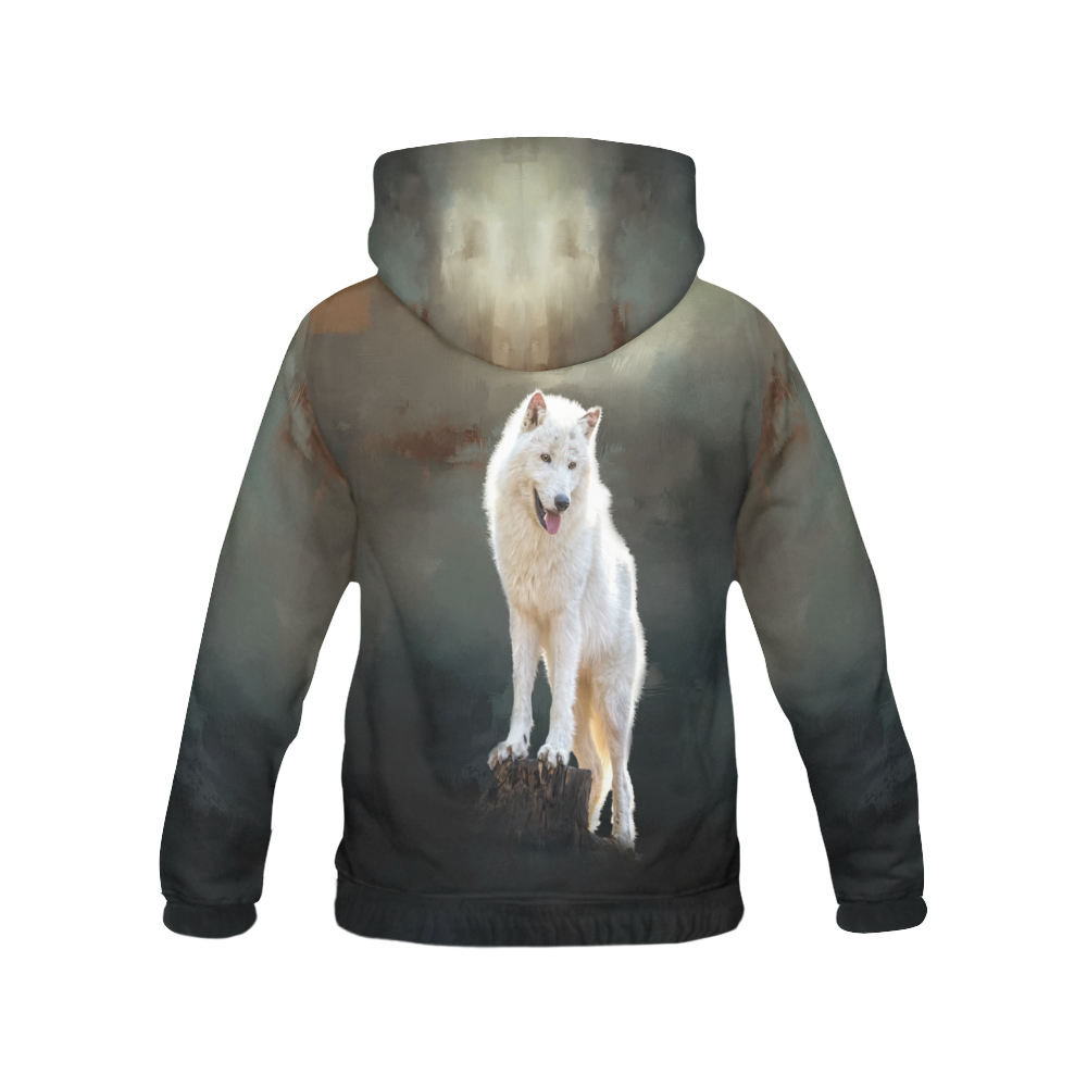 A wonderful painted arctic wolf All Over Print Hoodie for Men (USA Size) (Model H13)