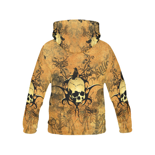 Awesome skull with tribal All Over Print Hoodie for Women (USA Size) (Model H13)