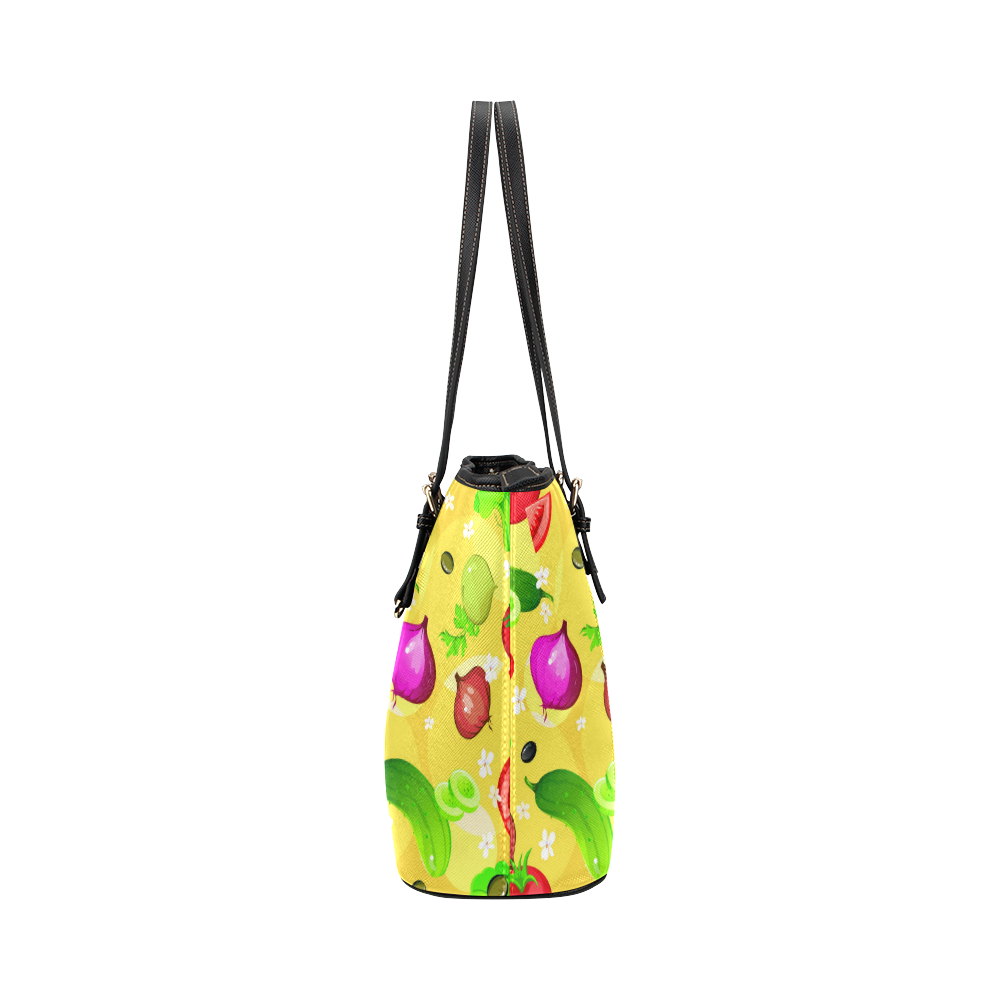 Vegetables Tomatoes Olives Cucumbers Onions Leather Tote Bag/Small (Model 1651)