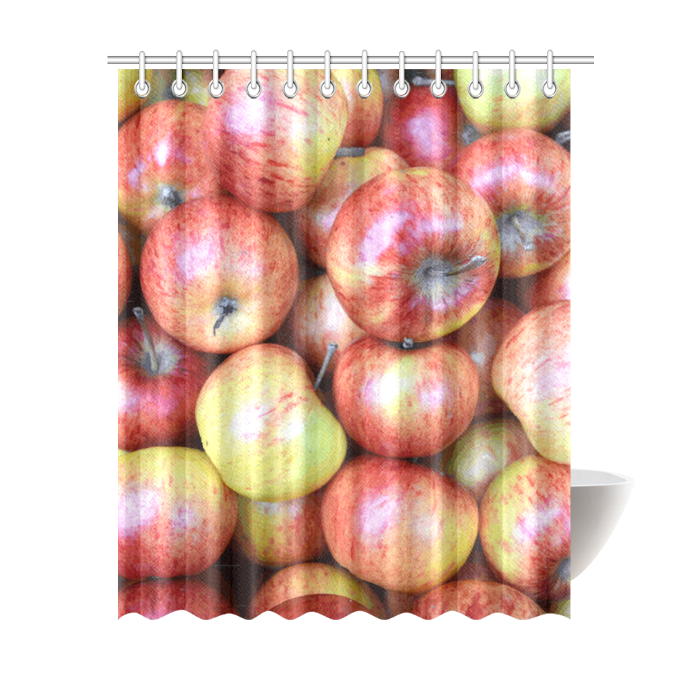 Autumn Apples Red Green Fruit Shower Curtain 69"x84"