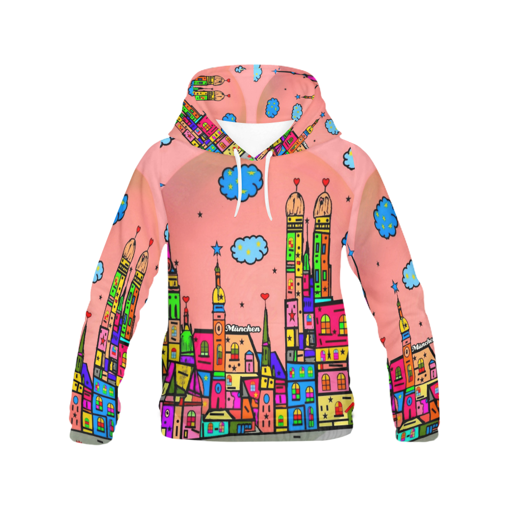 München by Nico Bielow All Over Print Hoodie for Women (USA Size) (Model H13)