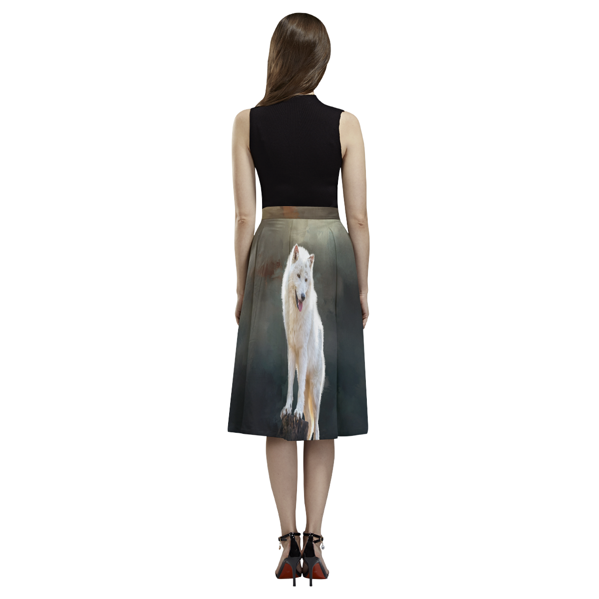 A wonderful painted arctic wolf Aoede Crepe Skirt (Model D16)