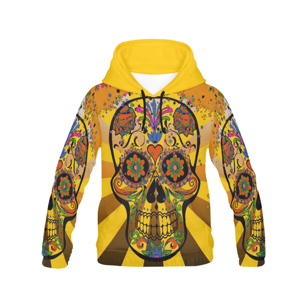 psychedelic Pop Skull 317A by JamColors All Over Print Hoodie for Women (USA Size) (Model H13)