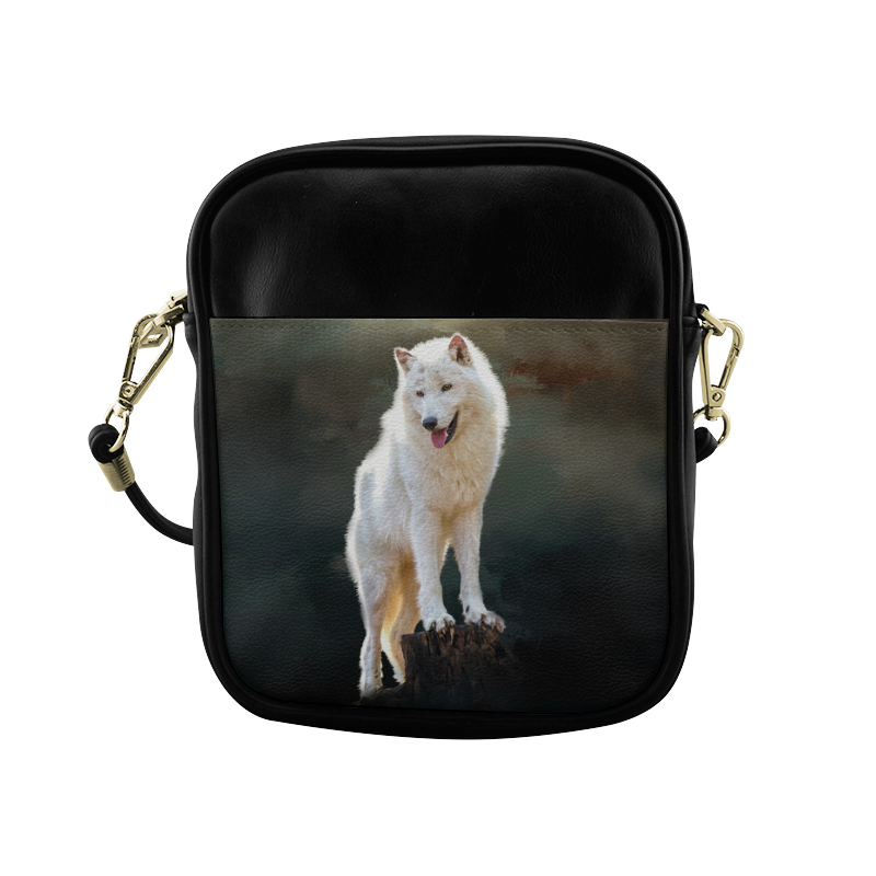A wonderful painted arctic wolf Sling Bag (Model 1627)
