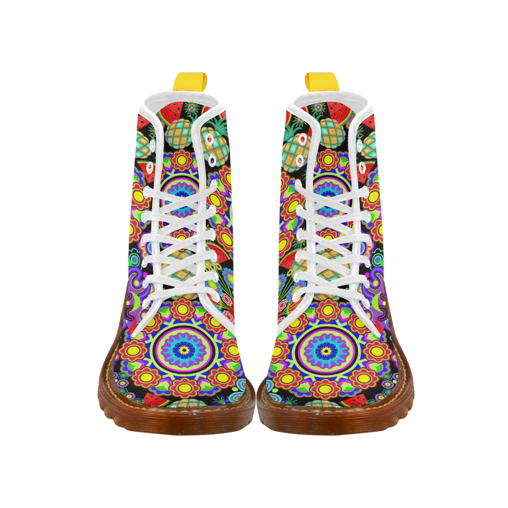 Mandalas and Exotic Fruits Pattern Martin Boots For Women Model 1203H