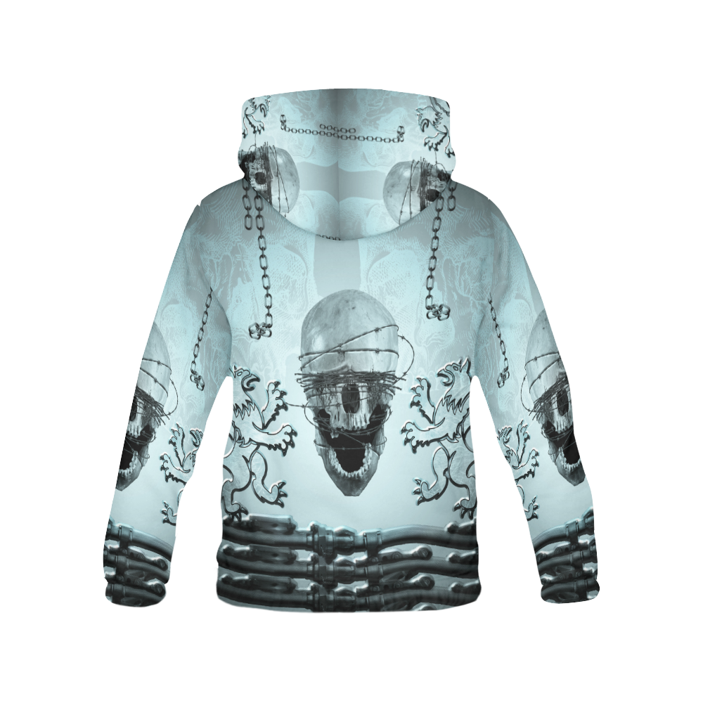 Scary skull with lion All Over Print Hoodie for Women (USA Size) (Model H13)