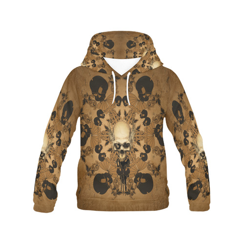 Skull with skull mandala on the background All Over Print Hoodie for Women (USA Size) (Model H13)