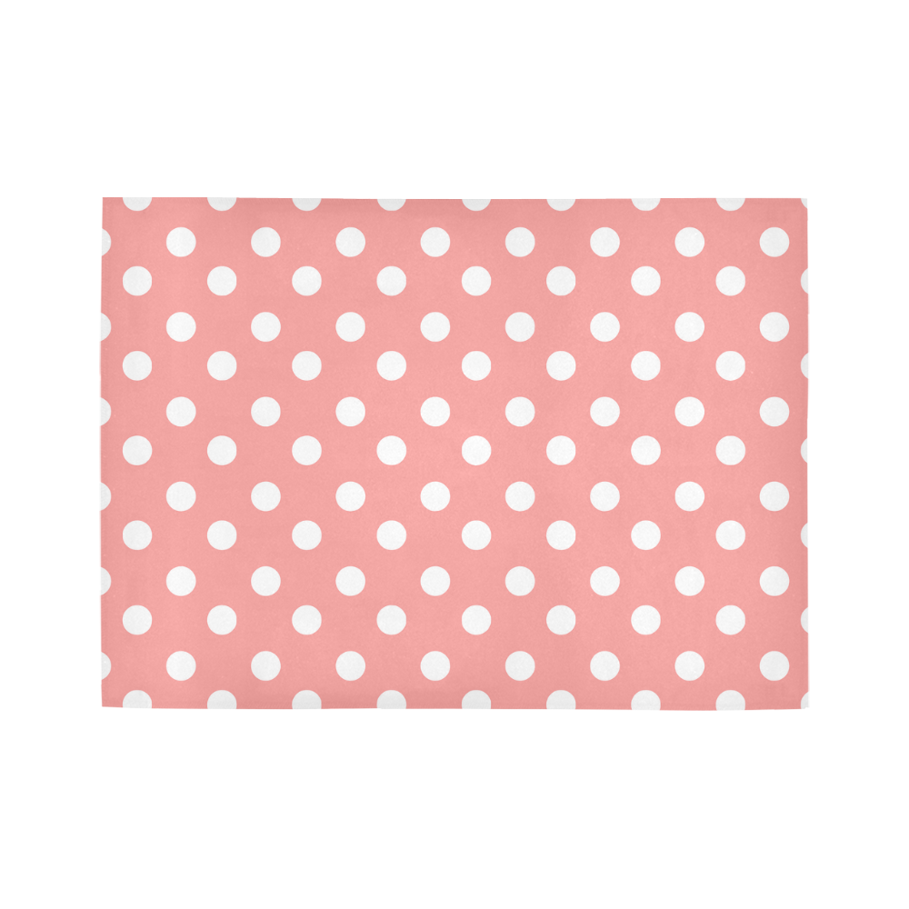 Coral Pink Polka Dots Area Rug7'x5'