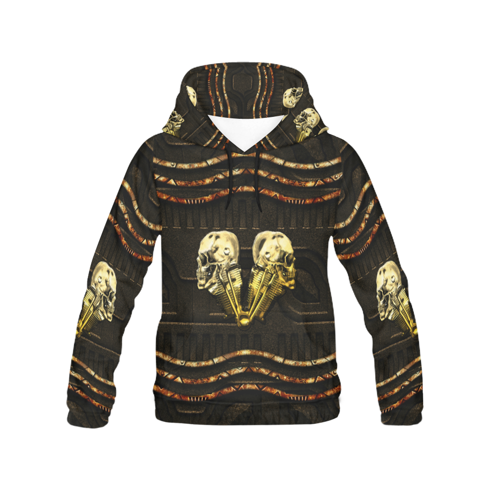 Awesome mechanical skull All Over Print Hoodie for Women (USA Size) (Model H13)