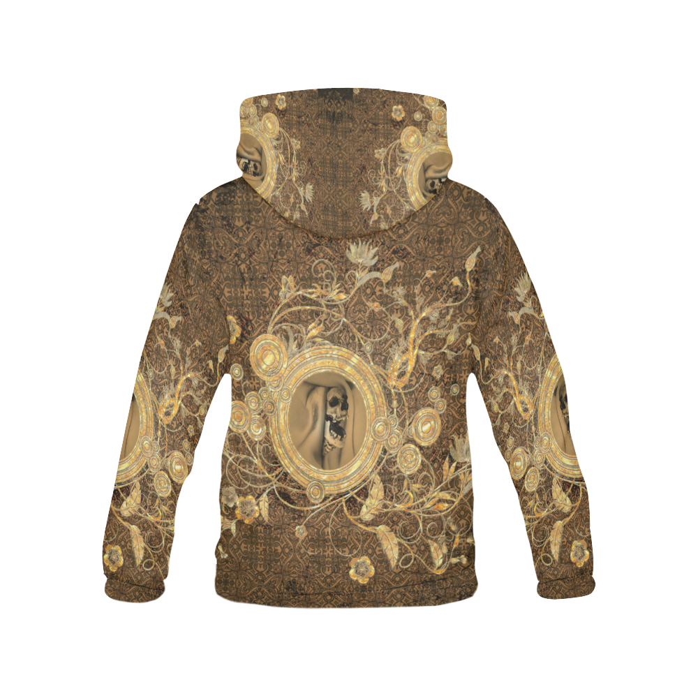 Awesome skull on a button All Over Print Hoodie for Women (USA Size) (Model H13)