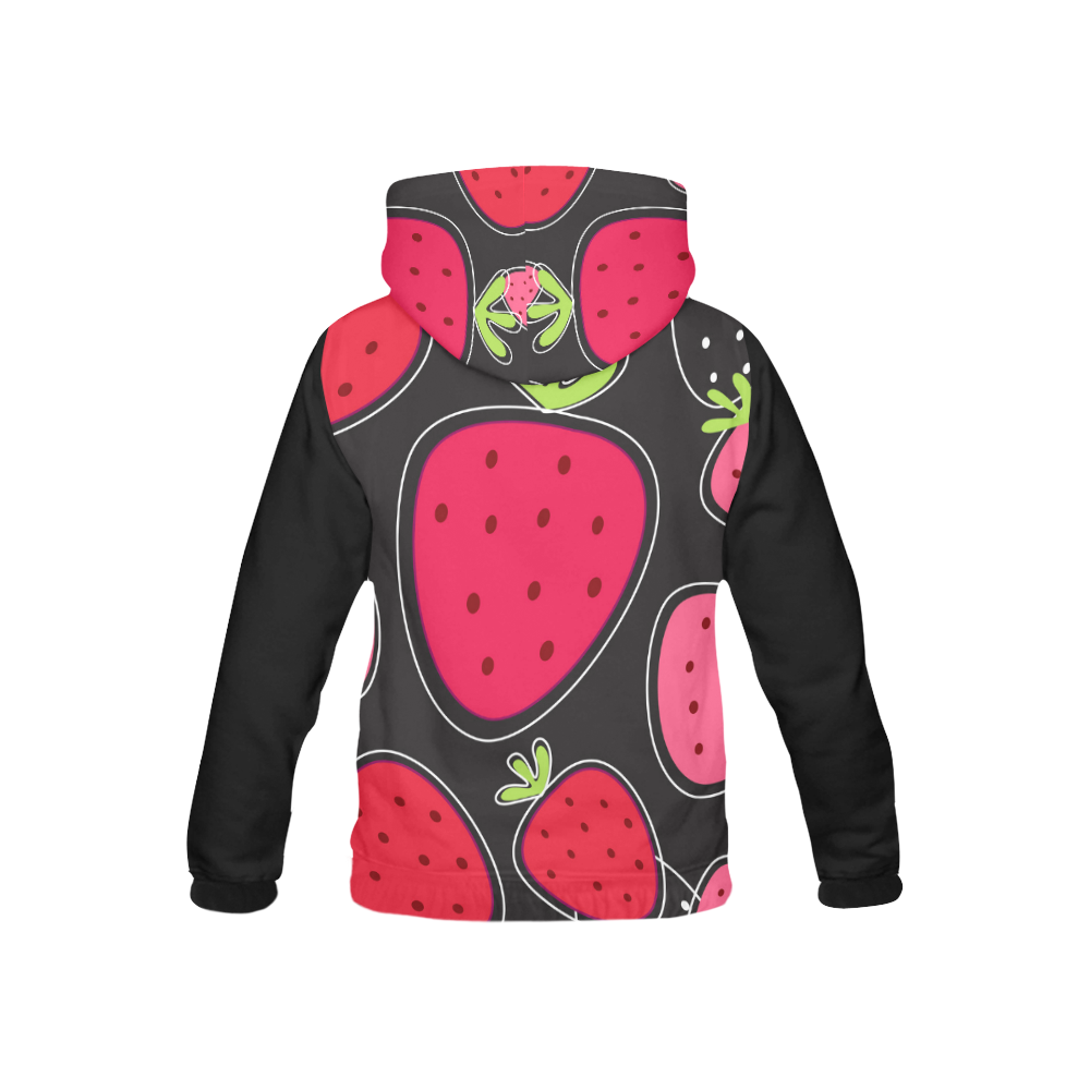 ALL OVER PRINT Hoodie : strawberries Red All Over Print Hoodie for Kid (USA Size) (Model H13)