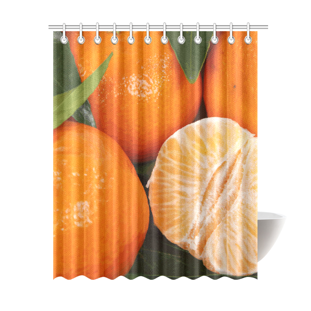 Oranges & Peeled Orange Fruit Shower Curtain 69"x84" ID D1422667