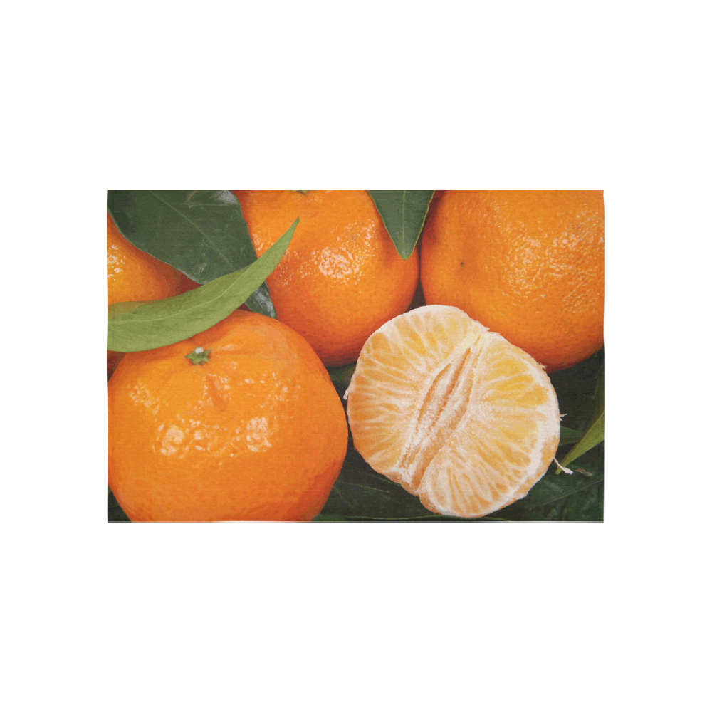 Oranges & Peeled Orange Fruit Cotton Linen Wall Tapestry 60"x 40"