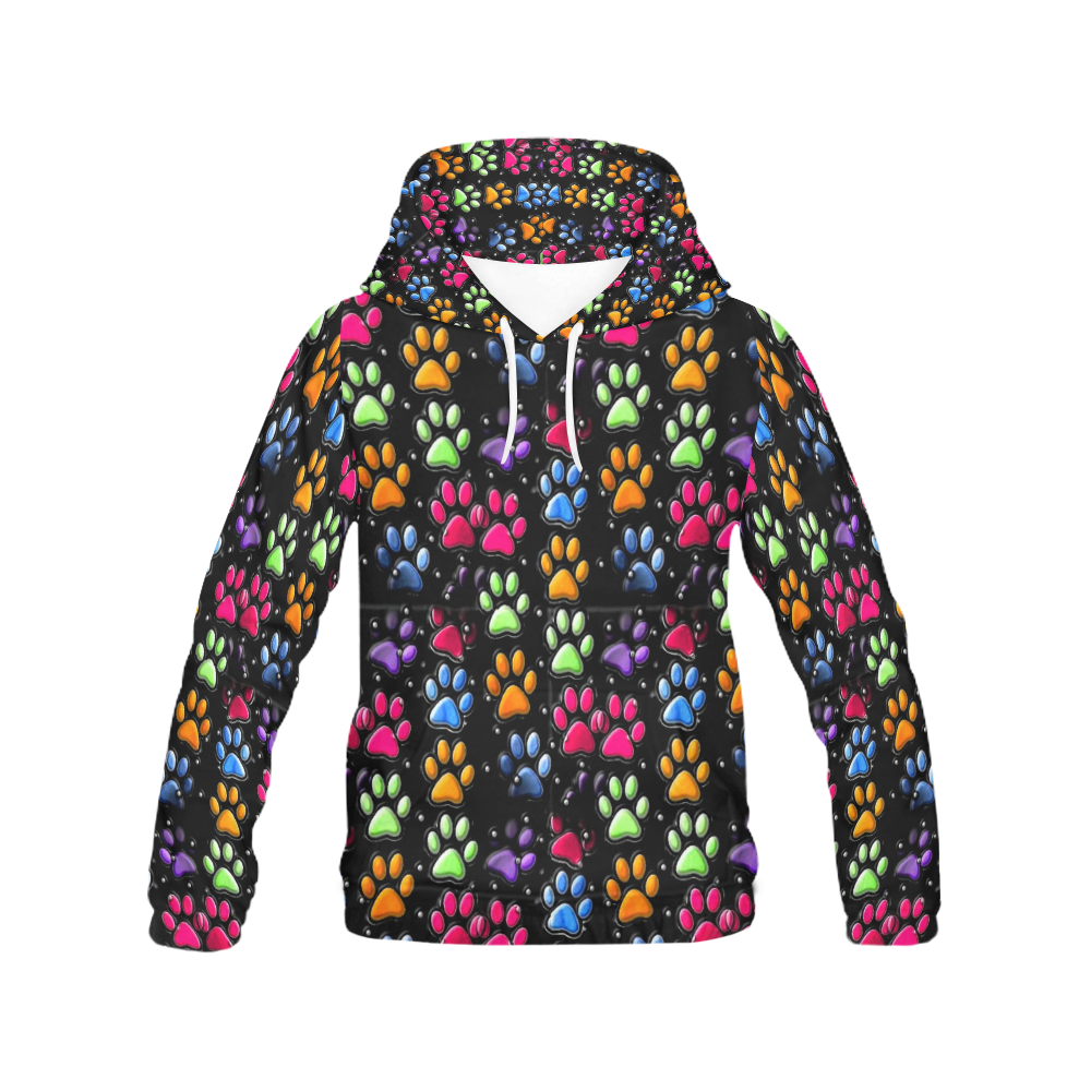 Paws by Nico Bielow All Over Print Hoodie for Women (USA Size) (Model H13)