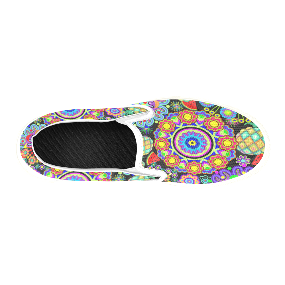 Mandalas and Exotic Fruits Pattern Slip-on Canvas Shoes for Kid (Model 019)