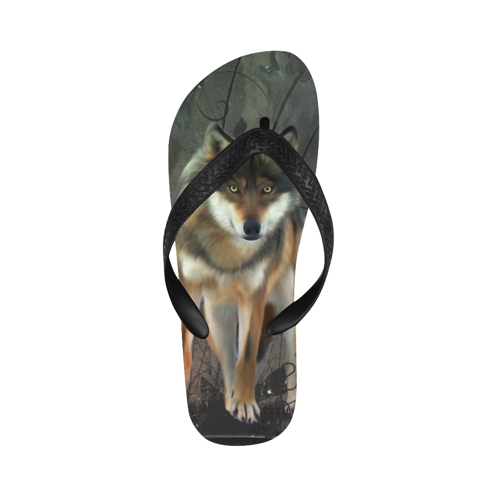 Beautiful wolf Flip Flops for Men/Women (Model 040)