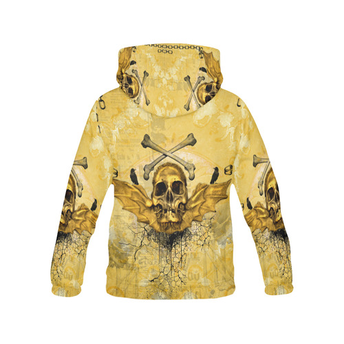 Awesome skull in golden colors All Over Print Hoodie for Women (USA Size) (Model H13)