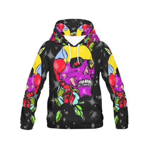 A Skull of Love by Popart Lover All Over Print Hoodie for Women (USA Size) (Model H13)