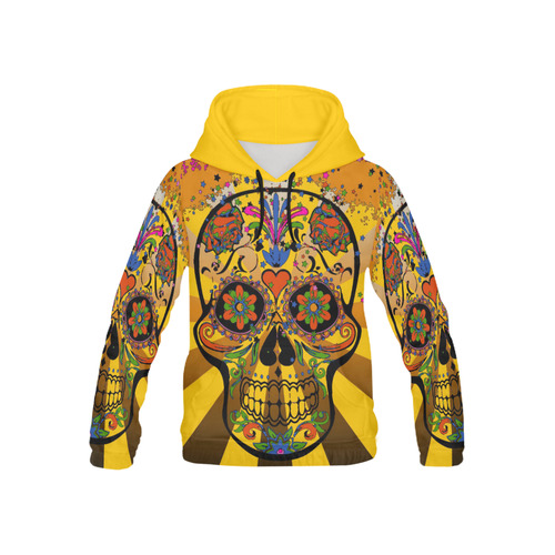 psychedelic Pop Skull 317A by JamColors All Over Print Hoodie for Kid (USA Size) (Model H13)