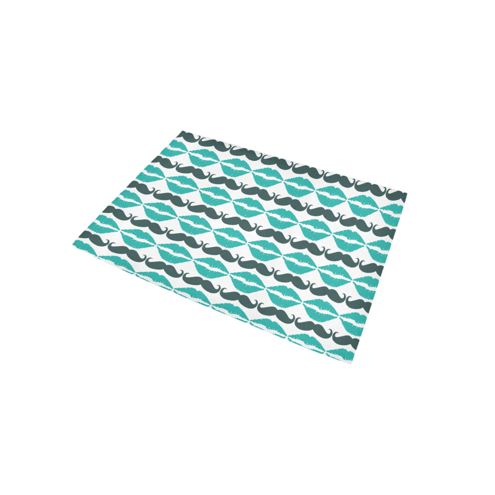 Teal Hipster Mustache and Lips Area Rug 5'x3'3''